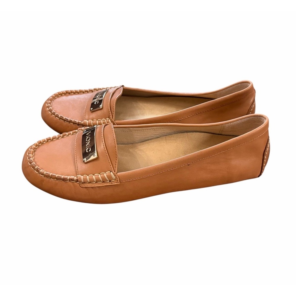 Vionic Sydney Loafers Women 9.5 Tan Leather Orthaheel Driving Mocs Comfort